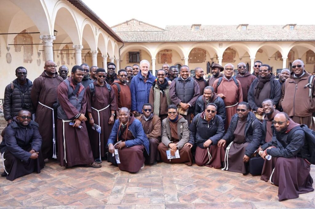 African friars at the Sacro Convento in Assisi-Italy